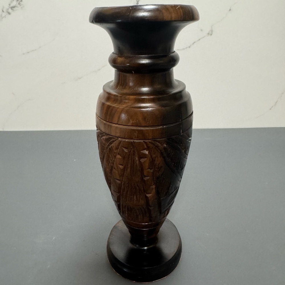 Elegant Brown Wooden Vase
